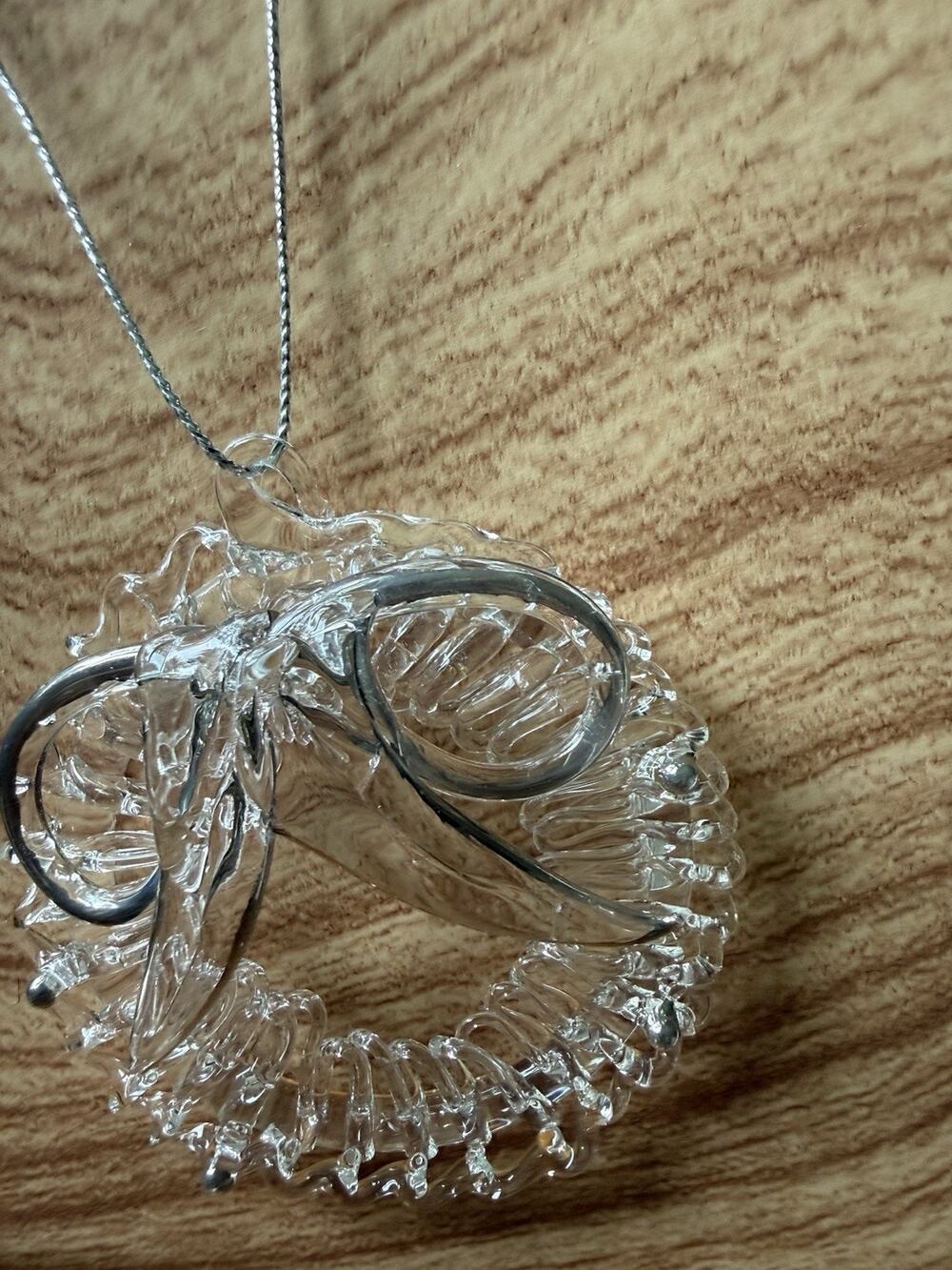 Crystal Wreath Christmas Ornaments Clear Glass Handcrafted Artisan Holiday